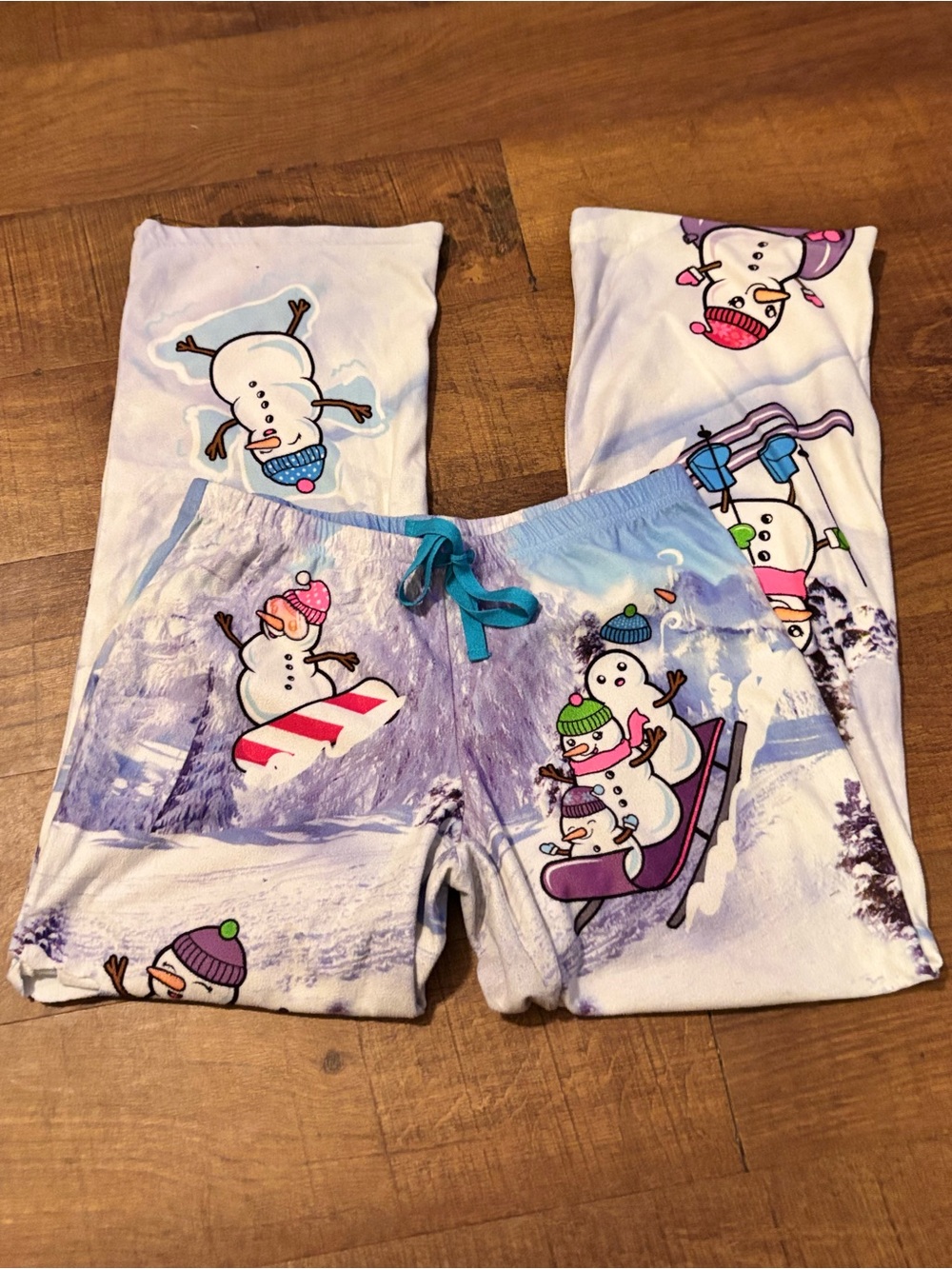 Justice Purple Snowman Print Pajama Bottoms
